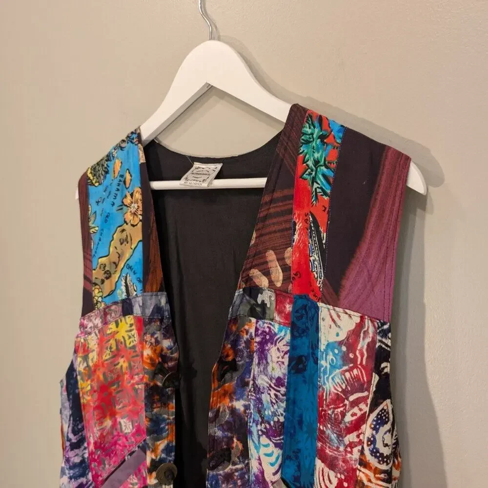 Alexandras Drive-Thur Emporium Patchwork Vest Retro ArtToWear Eclectic - Size L